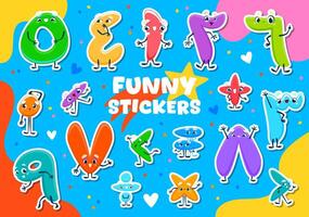 Arabic numbers numeral characters stickers set vector