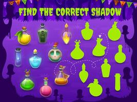 Find the correct shadow of witch potion bottles vector