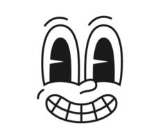 Cartoon retro cute emoji character toothy smile vector
