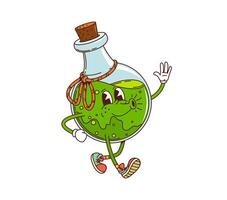 Retro groovy potion bottle Halloween character vector