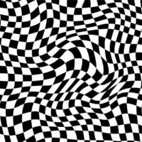 Trippy checkerboard, wavy optical illusion checker vector