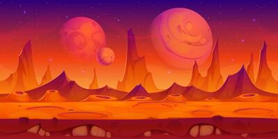 Space red planet surface mars desert and mountains vector