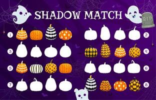 Help Halloween ghosts find correct pumpkin shadow vector
