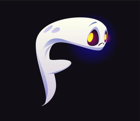 Letter F Halloween ghost font, sad unhappy spook