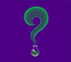 Halloween font, witch magic potion question mark vector