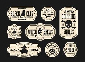 Halloween potion bottle labels, witch elixir tags vector