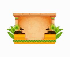 Arcade game frame, ancient Egypt stone wall vector