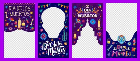 Day of the dead dia de los muertos media templates vector