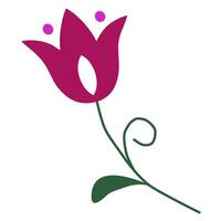 Purple tulip and dot ,green leaf ,floral greeting card,pattern vector