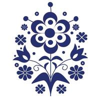 flowers style Scandinavian folk art ,greeting card pattern,tulip,dot,flower water drop shape, flower heart shape ,circle shape ,blue and white ornament ,design elements. vector