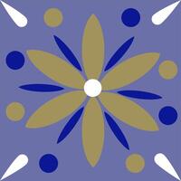 blue and gold color flowers from teardrop shape,geometric shapes, circle,on blue background vector