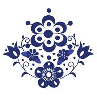 flowers style Scandinavian folk art ,greeting card pattern,tulip,dot,leaf,blue,light blue and white ornament ,design elements. vector
