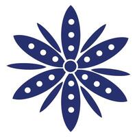 Flower from oval shapes and white dot ,blue color, ornament vector