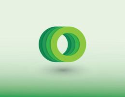 Green circle shape logo with reflections and shading on light background vector