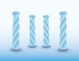 A set of ice blue pillars or columns of building in prehistoric period illustration vector