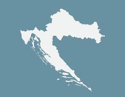 Blue color Croatia map with single border line on dark background illustration vector