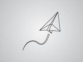A paper plane flying up smoothly for transport and aviation business on white background illustration vector