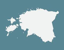 Blue color Estonia map with single border line on dark background illustration vector
