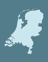Blue color Netherlands map using single border line on dark background illustration vector