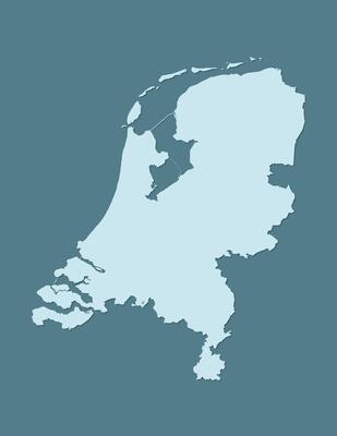 Blue color Netherlands map using single border line on dark background illustration