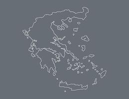 Greece map with single white border line on black background illustration vector