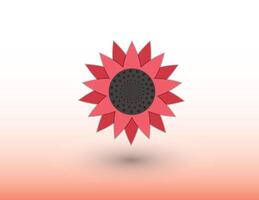 A red color sunflower logo on white background with shadow illustration vector