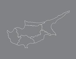 Cyprus map with divisions using white lines on dark background illustration vector