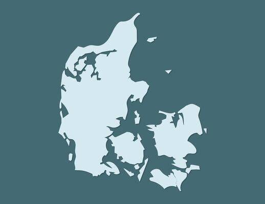 Denmark map using blue border lines on dark background illustration