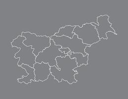 Slovenia map with statistical regions using white borders on dark background illustration vector