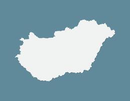 Blue color Hungary map with single border line on dark background illustration vector