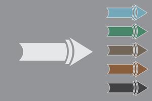 Set of colorful right arrows or pointers illustration on black background to show directions vector