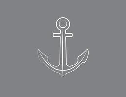 A white anchor of ship to secure vessel in the sea on black background illustration vector