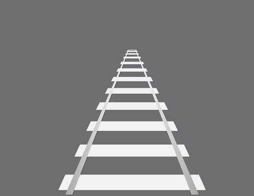 A white color railroad for traveling long distance and reaching destination on black background illustration