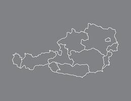Austria map with different states using white lines on dark background illustration vector