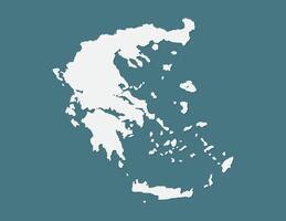 Blue color Greece map with single border line on dark background illustration vector