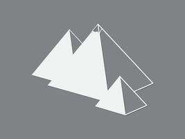 Group of pyramids of Egypt illustration using white color lines on black background vector