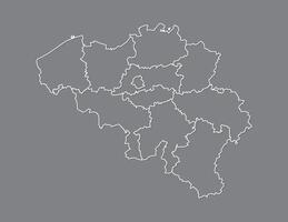 Belgium map with provinces using white lines on dark background illustration vector