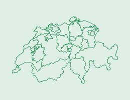 Green color Switzerland map with lines of different cantons on light background illustration vector
