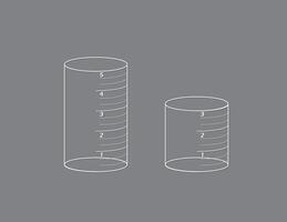 White color set of measurement tubes or containers for chemistry students for research and science illustration on black background vector