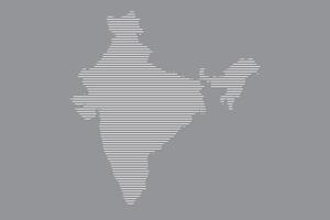 India map using white straight line pattern on black background illustration vector