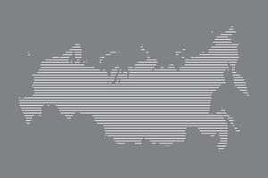 Russia map using white straight lines pattern on black background illustration vector