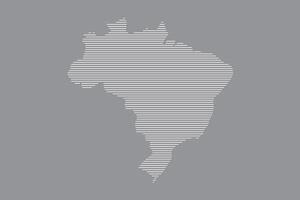 Brazil map using white straight lines pattern on black background illustration vector
