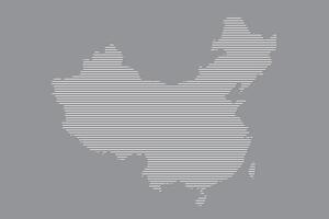 China map using white straight lines pattern on black background illustration vector