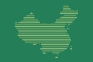 China map using green straight lines pattern on dark background illustration vector