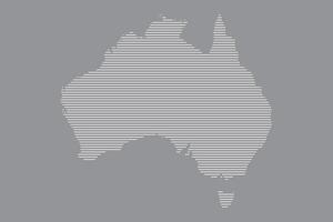 Australia map using white straight lines pattern on black background illustration vector