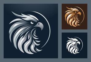 Eagle head logo emblem style metallic style mascot vector