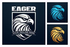 Hawk Shield Emblem. Eagle Logo Symbol of Power and Security. vector