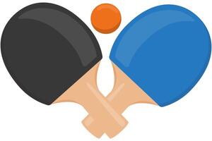 Ping pong rackets with ball flat icon isolated on white background. vector
