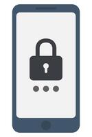 Flat illustration of phone with password isolated on white background. vector