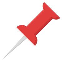 Red push pin flat icon isolated on white background. vector